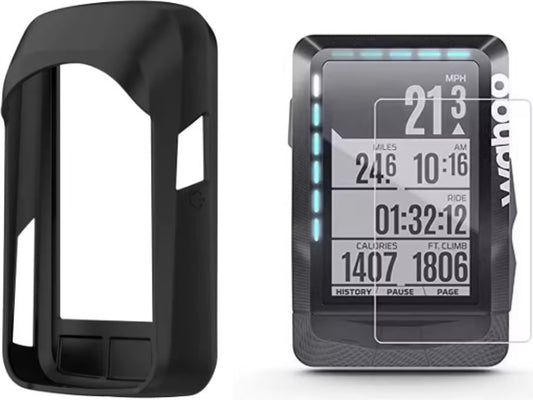 Ecran de protection en verre trempé et Housse de protection silicone pour Wahoo Fitness Element ROAM 2
