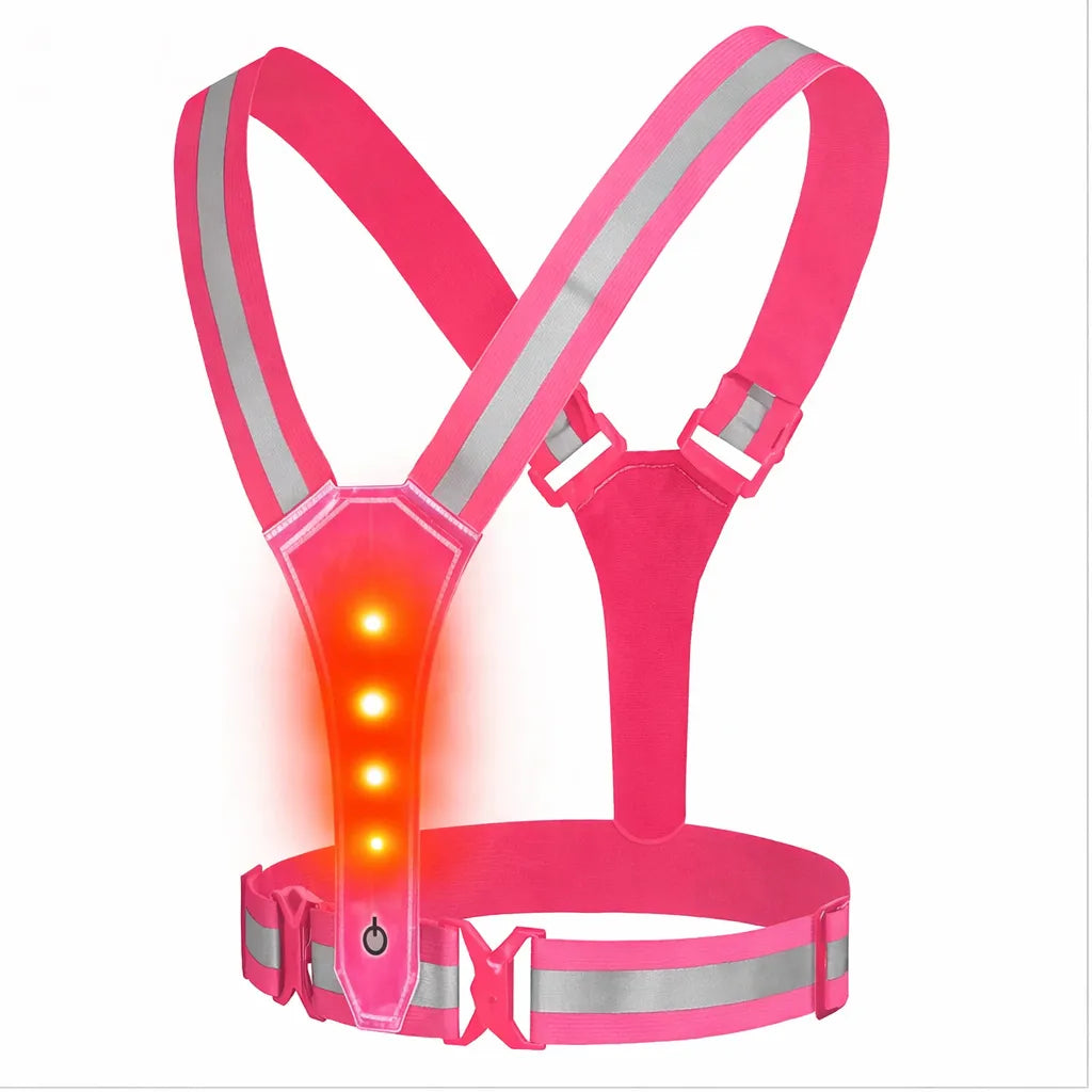 Gilet de sécurité LED haute visibilité – 360° rose réfléchissant