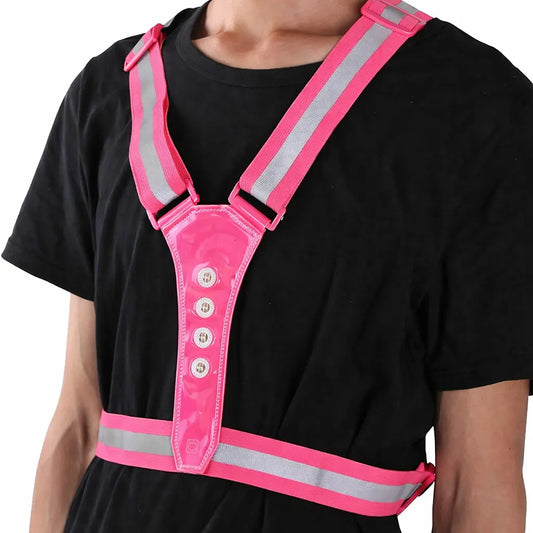 Gilet de sécurité LED haute visibilité – 360° rose réfléchissant