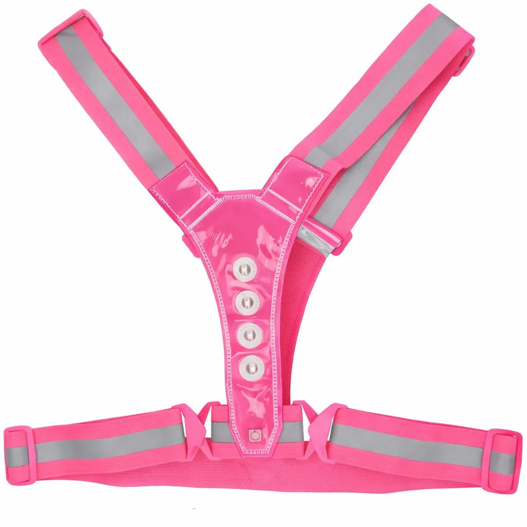 Gilet de sécurité LED haute visibilité – 360° rose réfléchissant – vue 3