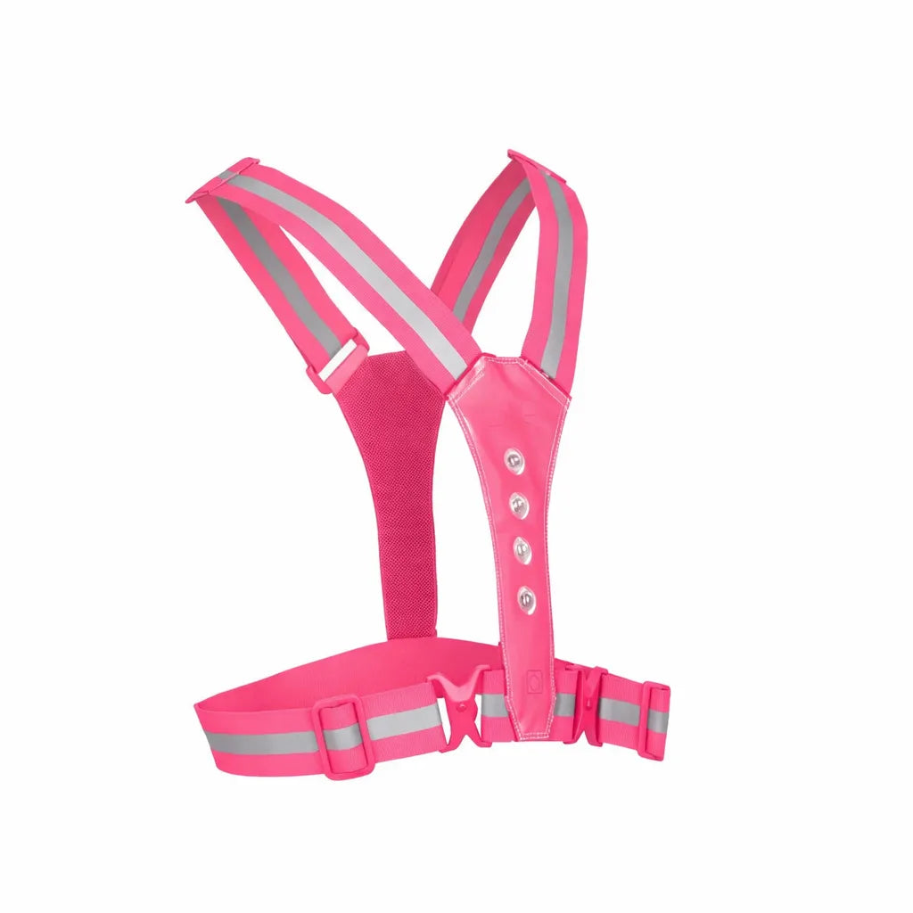 Gilet de sécurité LED haute visibilité – 360° rose réfléchissant – vue 4