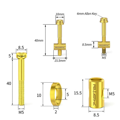Kit 2 vis de fixation tige de selle RISK – Titane M5×30 ou M5×40 – vue 4