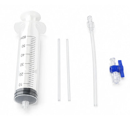 Kit d'injection liquide préventif Tubeless vélo – Seringue 60 ml + outil valve Presta/Schrader + 3 bouchons – vue 4