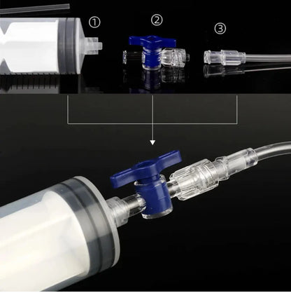 Kit d'injection liquide préventif Tubeless vélo – Seringue 60 ml + outil valve Presta/Schrader + 3 bouchons – vue 5
