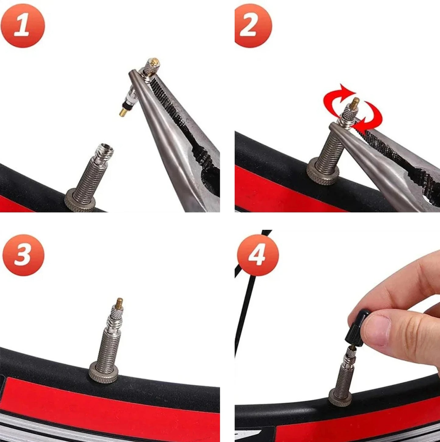 Kit d'injection liquide préventif Tubeless vélo – Seringue 60 ml + outil valve Presta/Schrader + 3 bouchons – vue 6