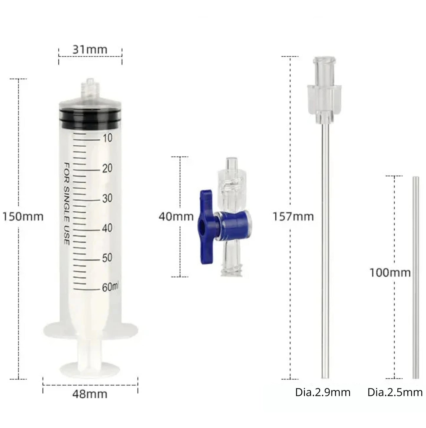 Kit d'injection liquide préventif Tubeless vélo – Seringue 60 ml + outil valve Presta/Schrader + 3 bouchons – vue 7
