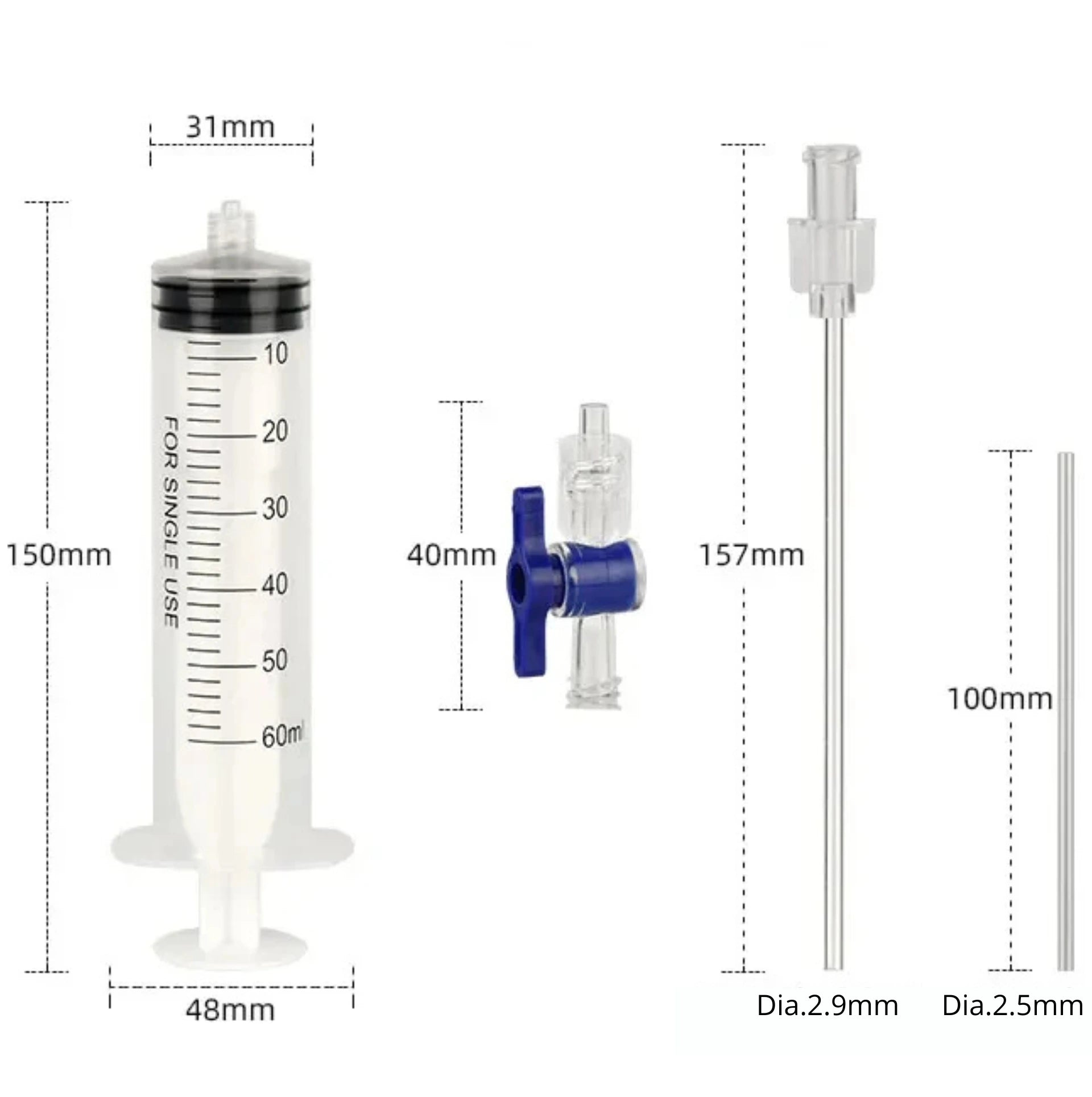 Kit d'injection liquide préventif Tubeless vélo – Seringue 60 ml + outil valve Presta/Schrader + 3 bouchons – vue 7