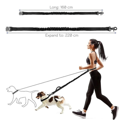Laisse de taille mains libres pour chien en nylon – Ceinture de course avec sac et corde de traction – vue 5