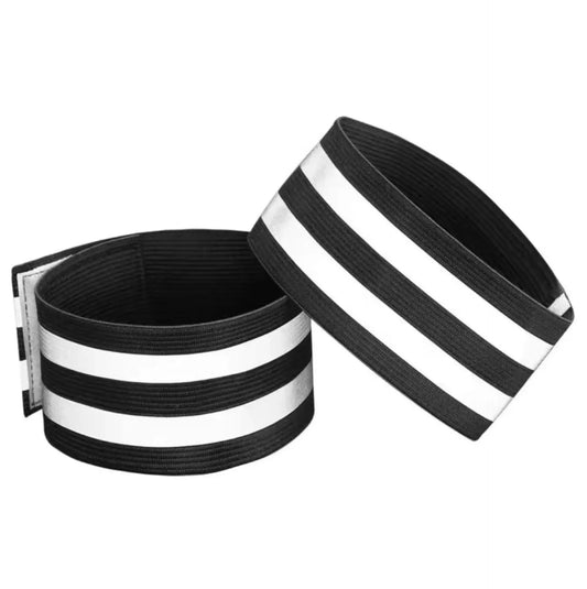 Lot de 2 bracelets réfléchissants noires - Sangles haute visibilité élastiques