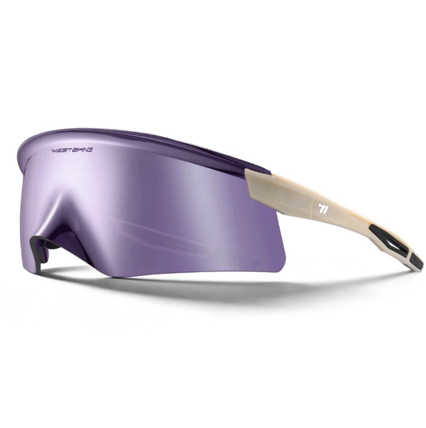 Lunettes de cyclisme WEST BIKING HD Coated – UV400 – Écran panoramique Violet