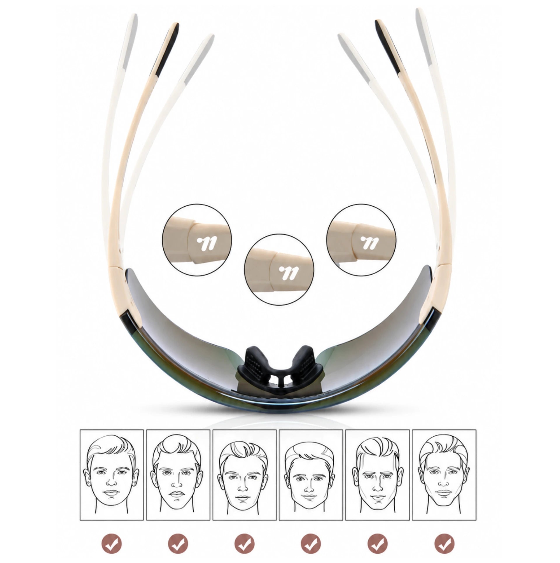 Lunettes de cyclisme WEST BIKING HD Coated – UV400 – Écran panoramique White Ice Blue – vue 5