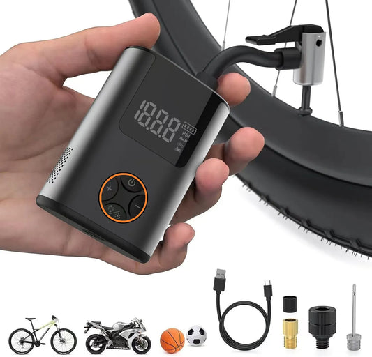 Mini compresseur électrique /Pompe électrique vélo 150 PSI - 600 mAh - écran LCD