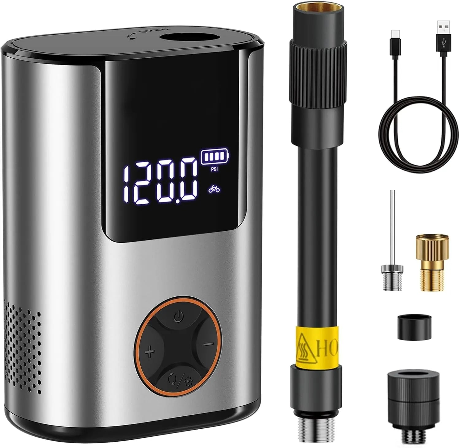 Mini compresseur électrique /Pompe électrique vélo 150 PSI - 600 mAh - écran LCD – vue 2