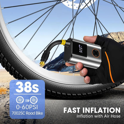 Mini compresseur électrique /Pompe électrique vélo 150 PSI - 600 mAh - écran LCD – vue 3