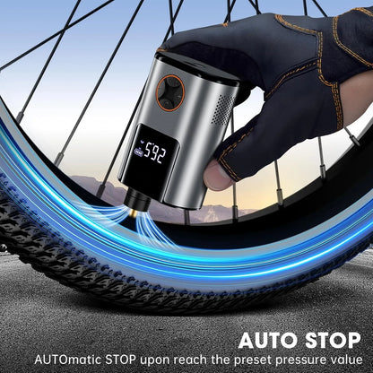 Mini compresseur électrique /Pompe électrique vélo 150 PSI - 600 mAh - écran LCD – vue 4