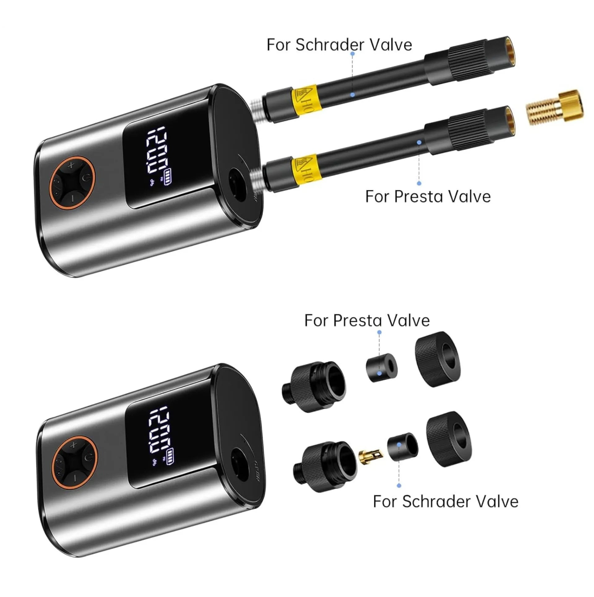 Mini compresseur électrique /Pompe électrique vélo 150 PSI - 600 mAh - écran LCD – vue 6