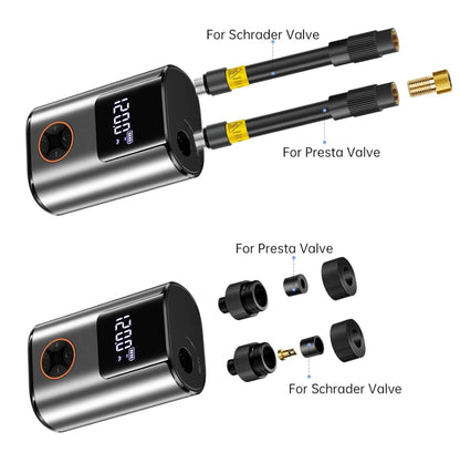 Mini compresseur électrique /Pompe électrique vélo 150 PSI - 600 mAh - écran LCD – vue 6