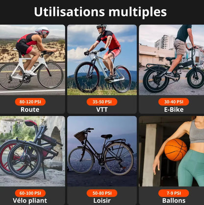 Mini Pompe à Vélo Mini compresseur avec indicateur de pression - - Électrique Portable Rechargeable – – vue 3