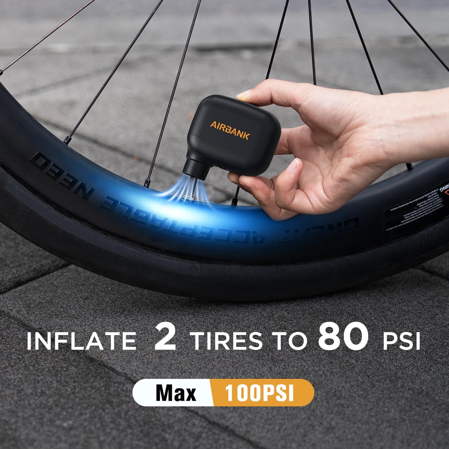 Mini Pompe à Vélo Portable Rechargeable - 100 PSI, Type-C, Compatible Schrader et Presta