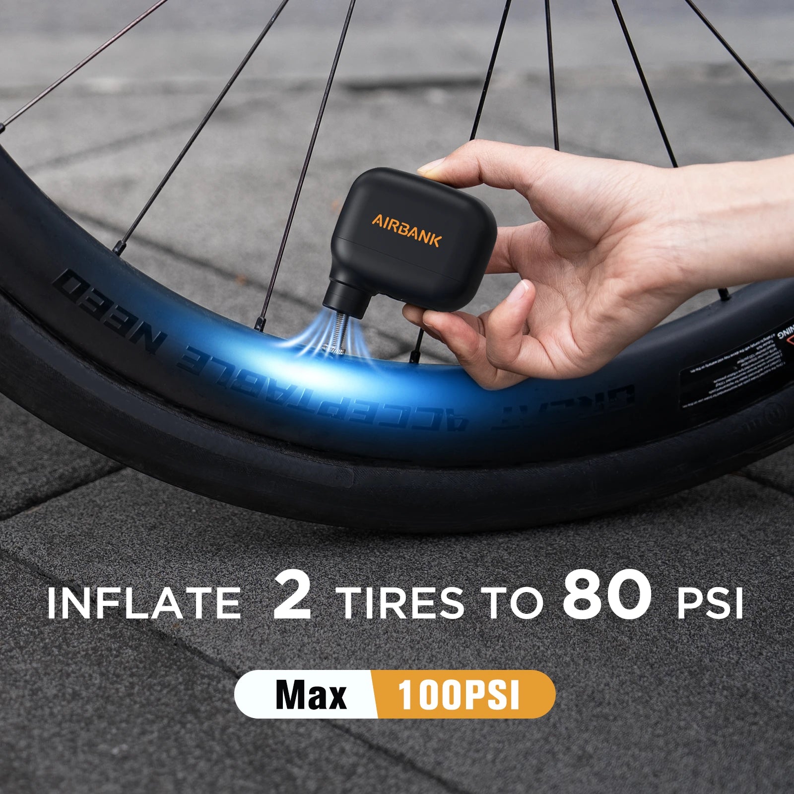 Mini Pompe à Vélo Portable Rechargeable - 100 PSI, Type-C, Compatible Schrader et Presta