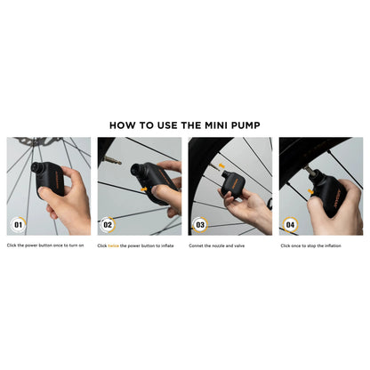 Mini Compresseur à Vélo Portable Rechargeable - 100 PSI, Type-C, Compatible Schrader et Presta