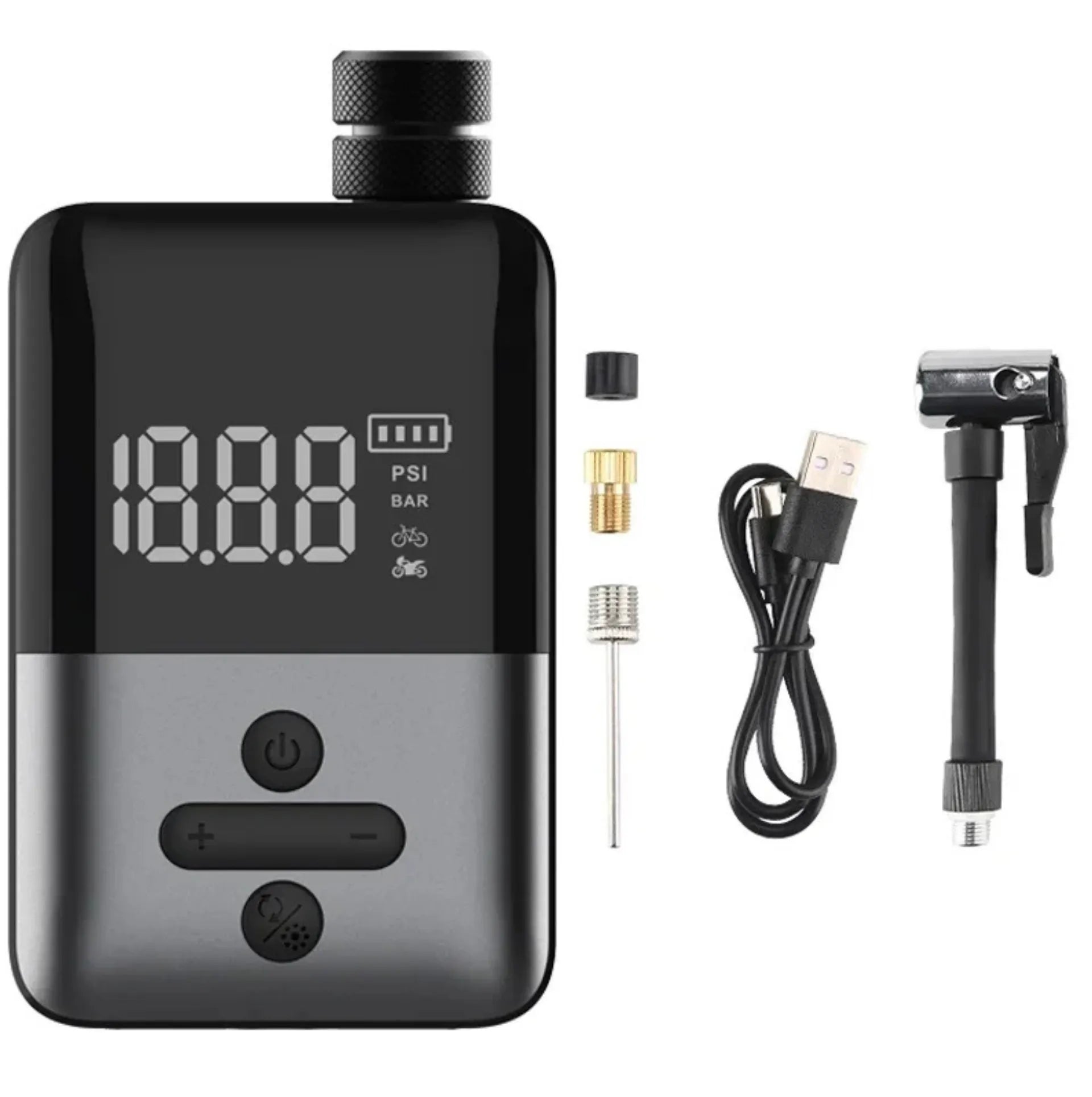 Mini pompe/compresseur électrique vélo intelligente Presta/Schrader USB-C 150 PSI-Affichage digital-165g