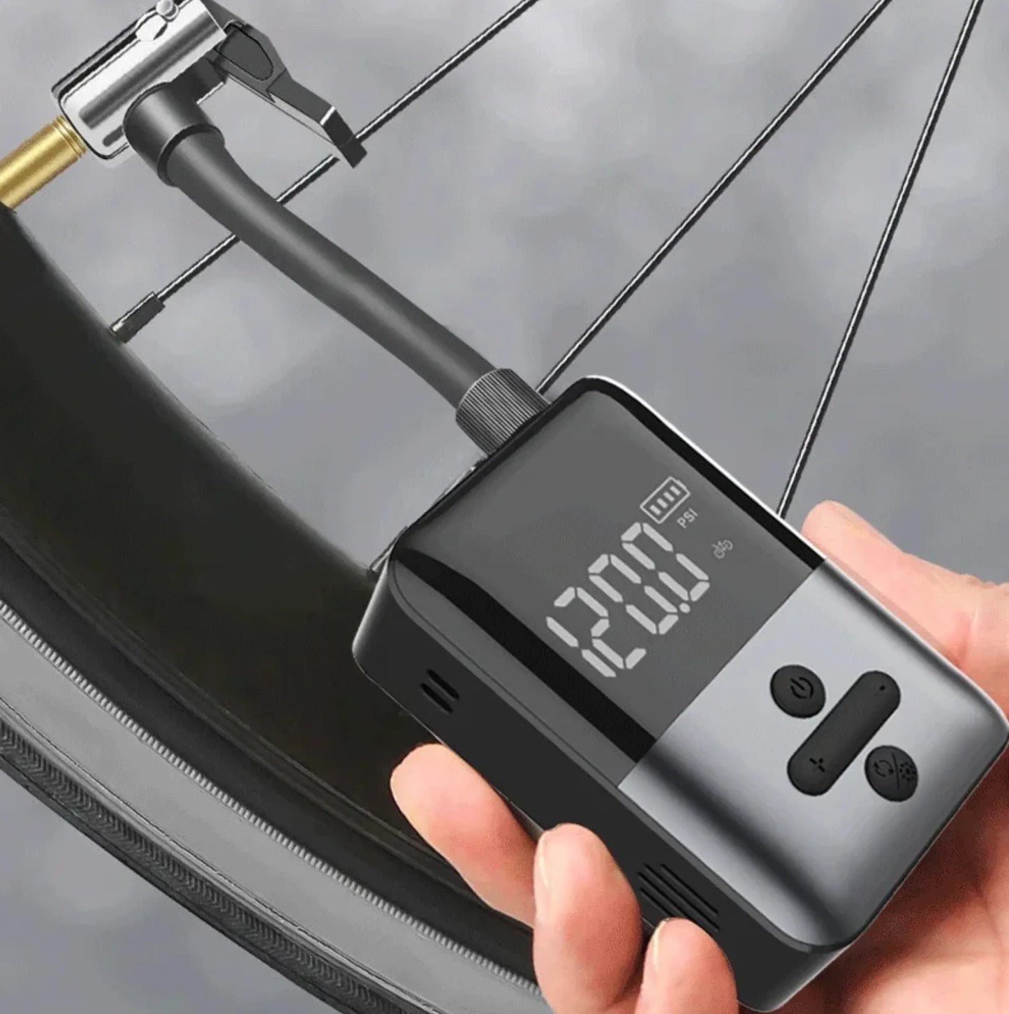 Mini pompe/compresseur électrique vélo intelligente Presta/Schrader USB-C 150 PSI-Affichage digital-165g – vue 3