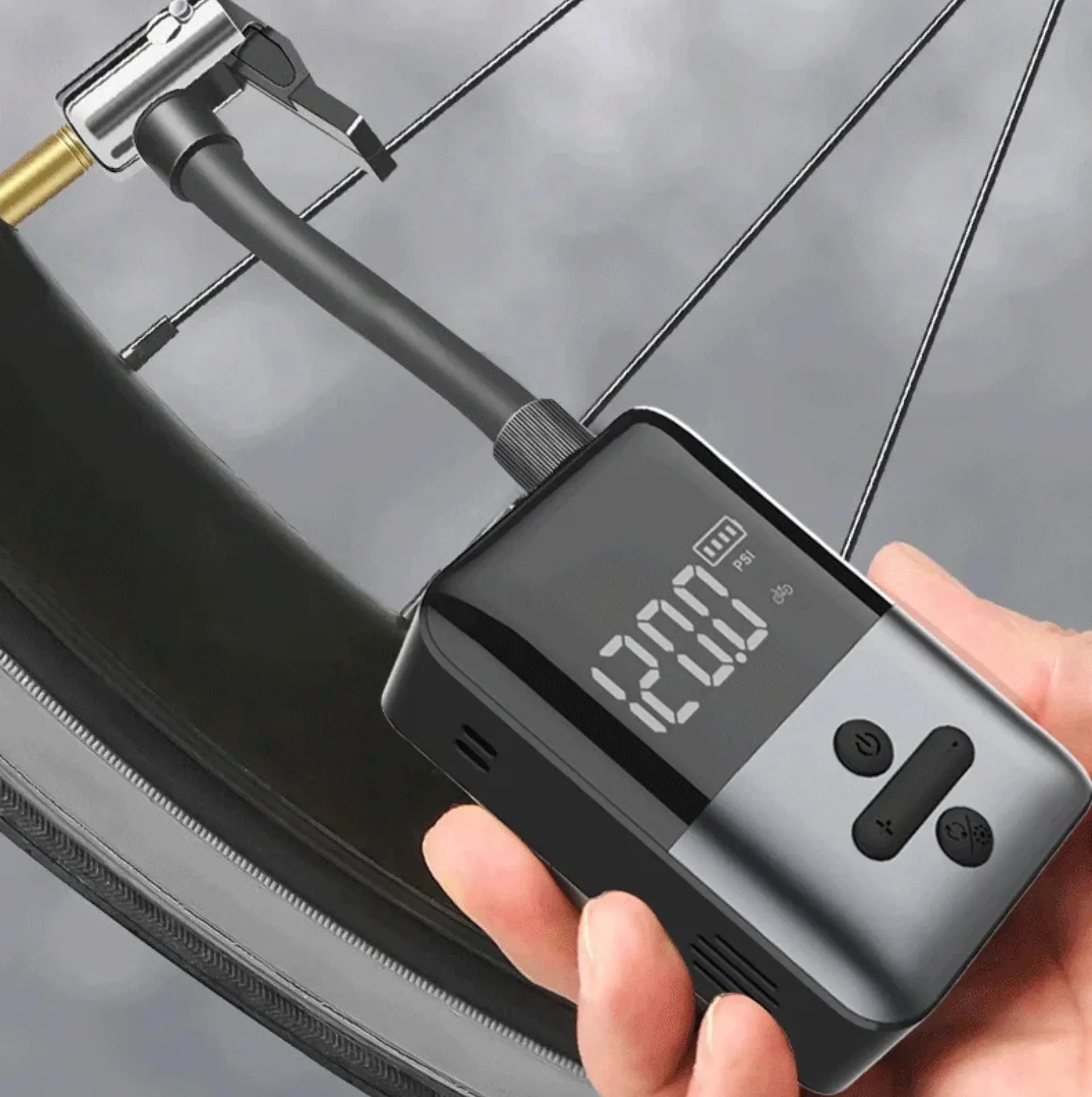 Mini pompe/compresseur électrique vélo intelligente Presta/Schrader USB-C 150 PSI-Affichage digital-165g – vue 3