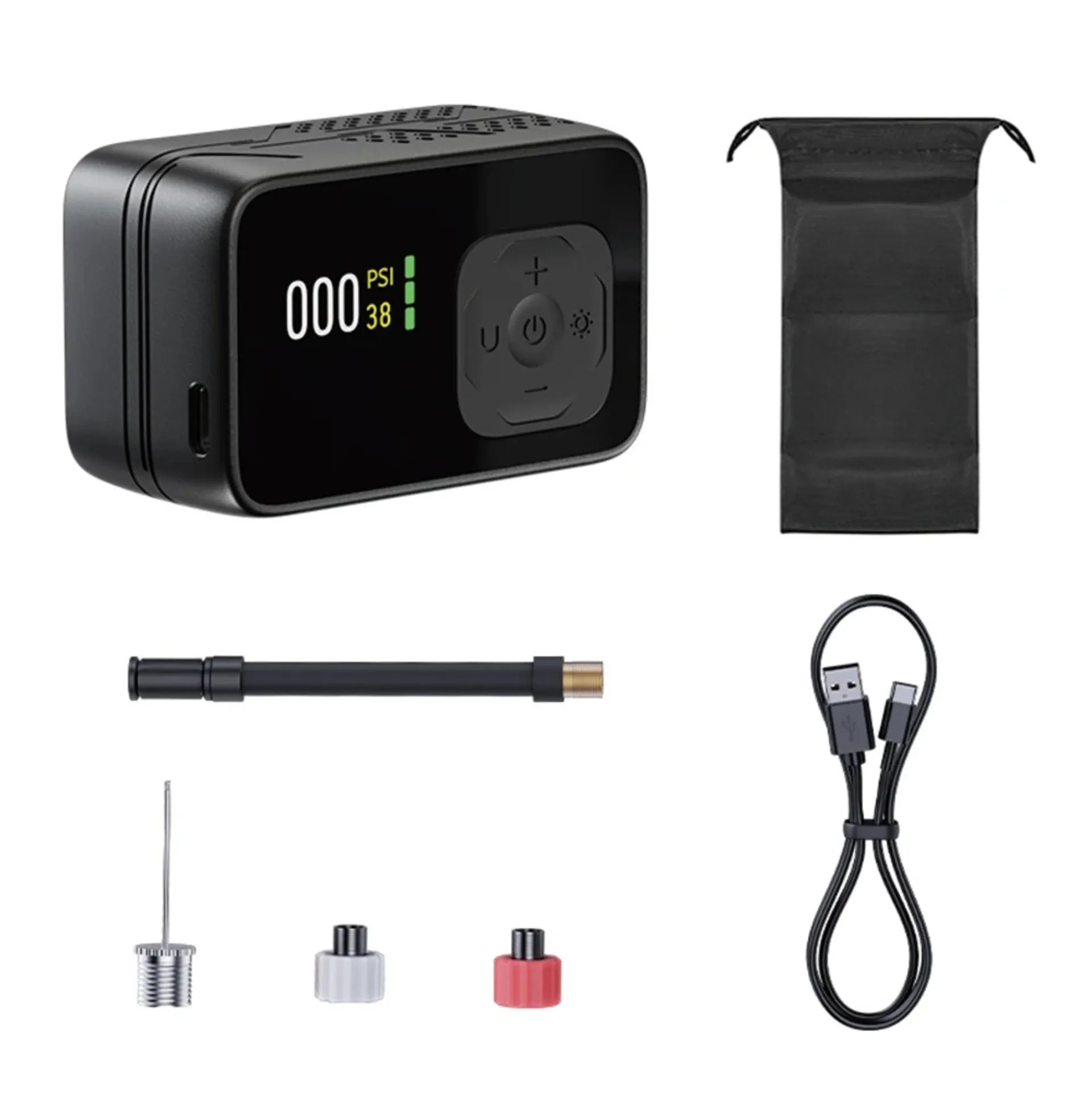 Mini pompe/compresseur électrique vélo ultra compacte-120 PSI-écran digital-USB-C–auto/stop – vue 2
