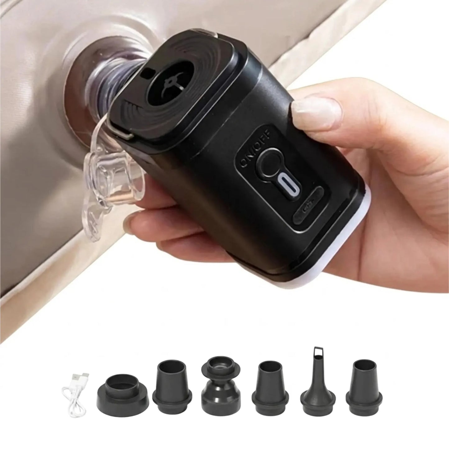 Mini pompe électrique portable 2 en 1 - Gonflage/dégonflage - LED intégrée - 1200 mAh