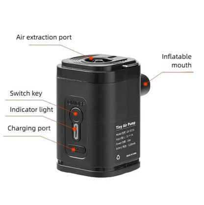 Mini pompe électrique portable 2 en 1 - Gonflage/dégonflage - LED intégrée - 1200 mAh – vue 5