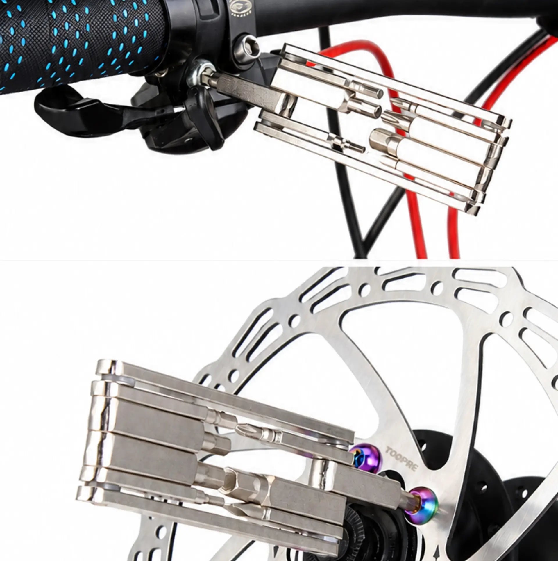 Outil multifonction vélo TOOPRE – 8 en 1 compact – Clés Allen, Torx T25 et tournevis – vue 2