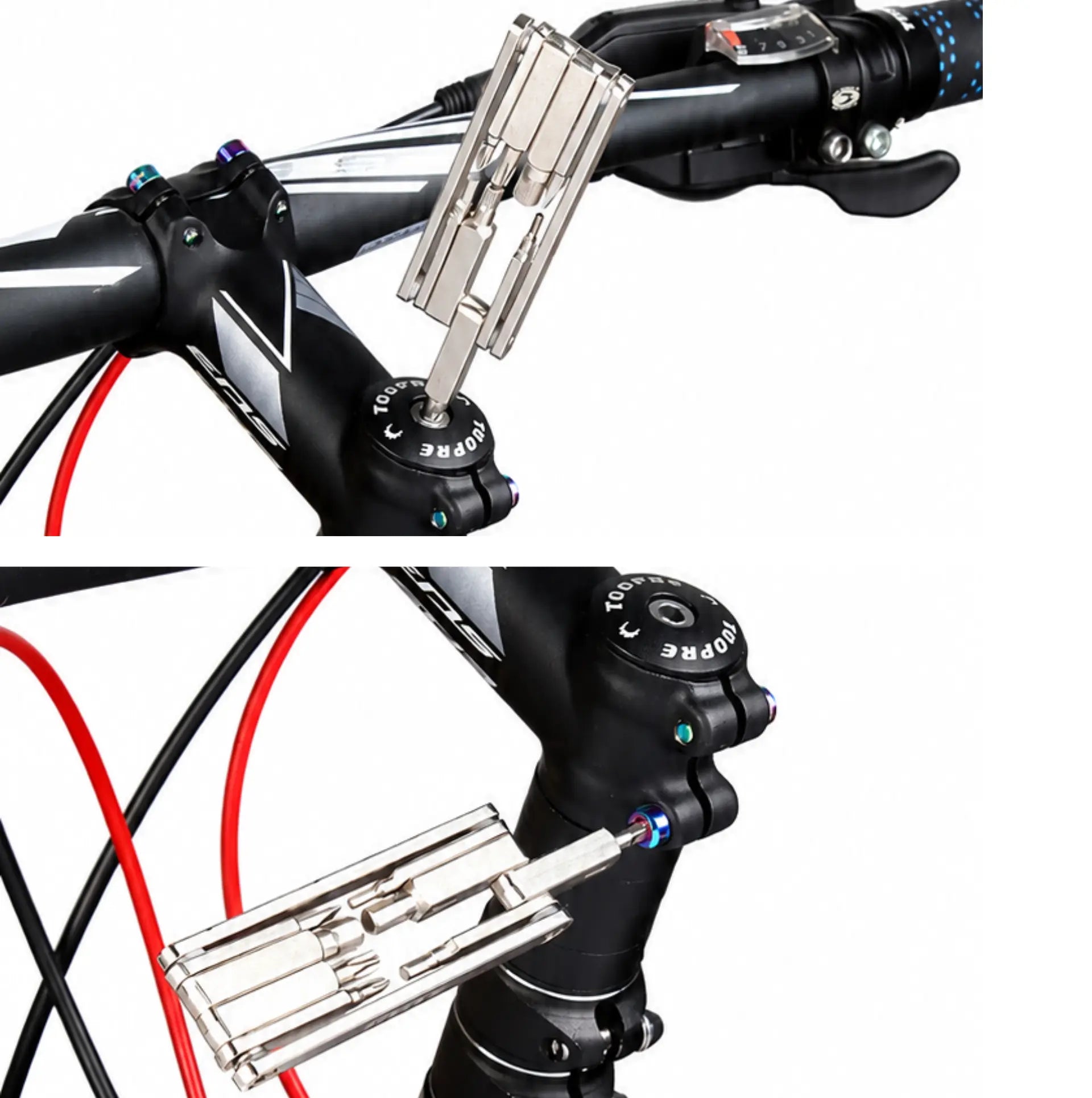 Outil multifonction vélo TOOPRE – 8 en 1 compact – Clés Allen, Torx T25 et tournevis – vue 3