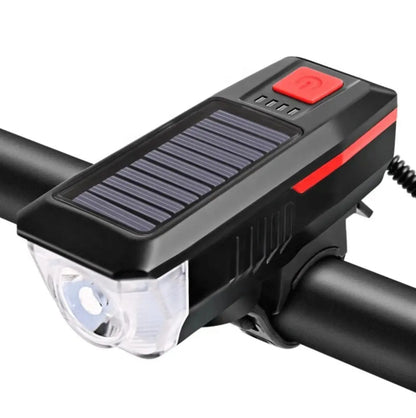 Phare avant vélo solaire et USB rechargeable – 350 lumens avec klaxon 120 dB