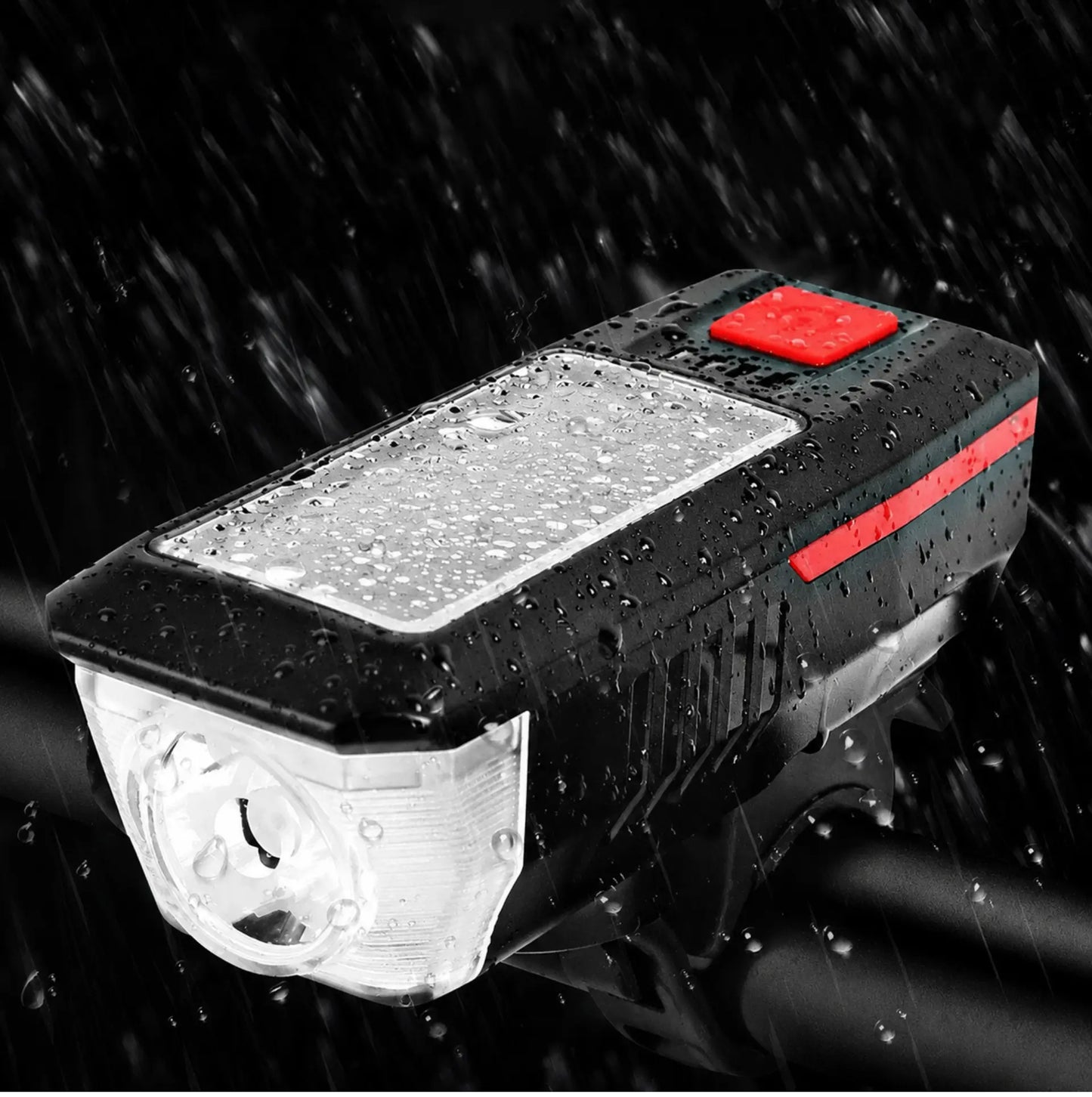 Phare avant vélo solaire et USB rechargeable – 350 lumens avec klaxon 120 dB – vue 4