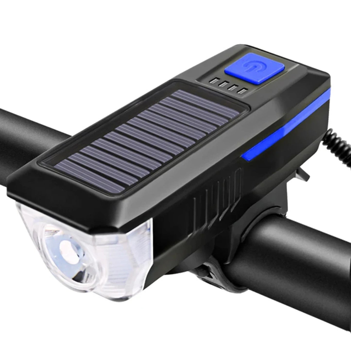 Phare avant vélo solaire et USB rechargeable – 350 lumens avec klaxon 120 dB – vue 7