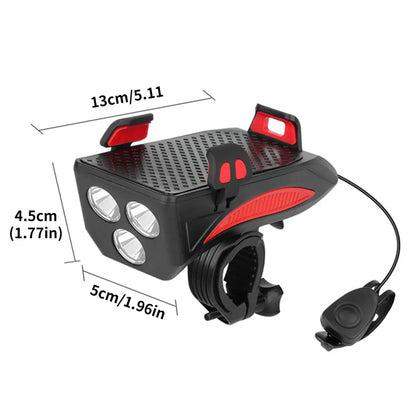 Phare vélo 4 en 1 – 400 lumens avec support smartphone, klaxon 130 dB et batterie externe – vue 4