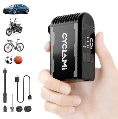 Mini pompe électrique CYCLAMI A2 Max – 150 PSI – Affichage en bars – Rechargeable USB-C