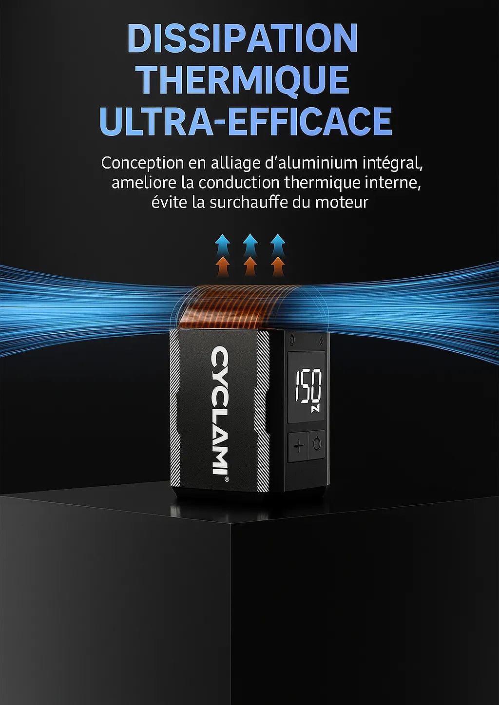 Mini pompe électrique CYCLAMI A2 Max – 150 PSI – Affichage en bars – Rechargeable USB-C