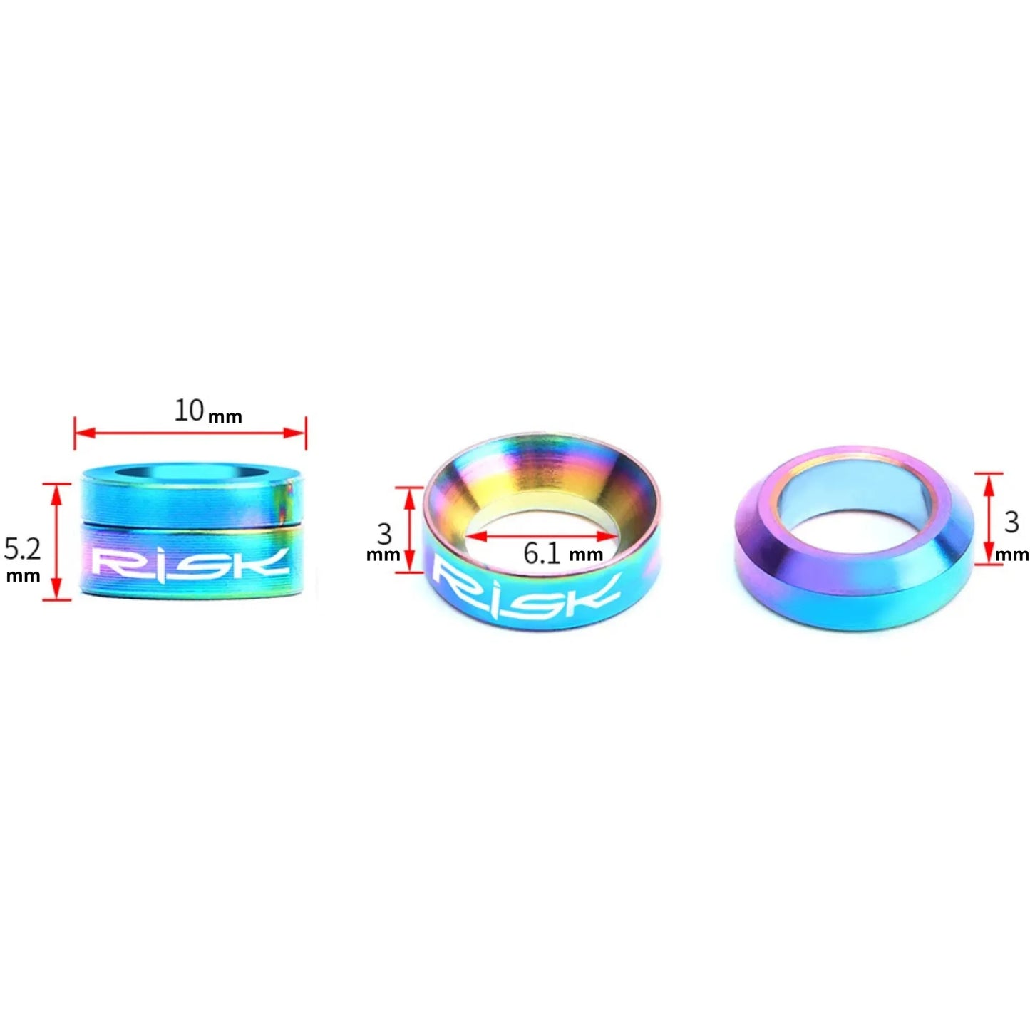 Rondelles de réglage étrier de frein disque – Titane TC4 CNC, concaves/convexes, vis M6 – vue 3