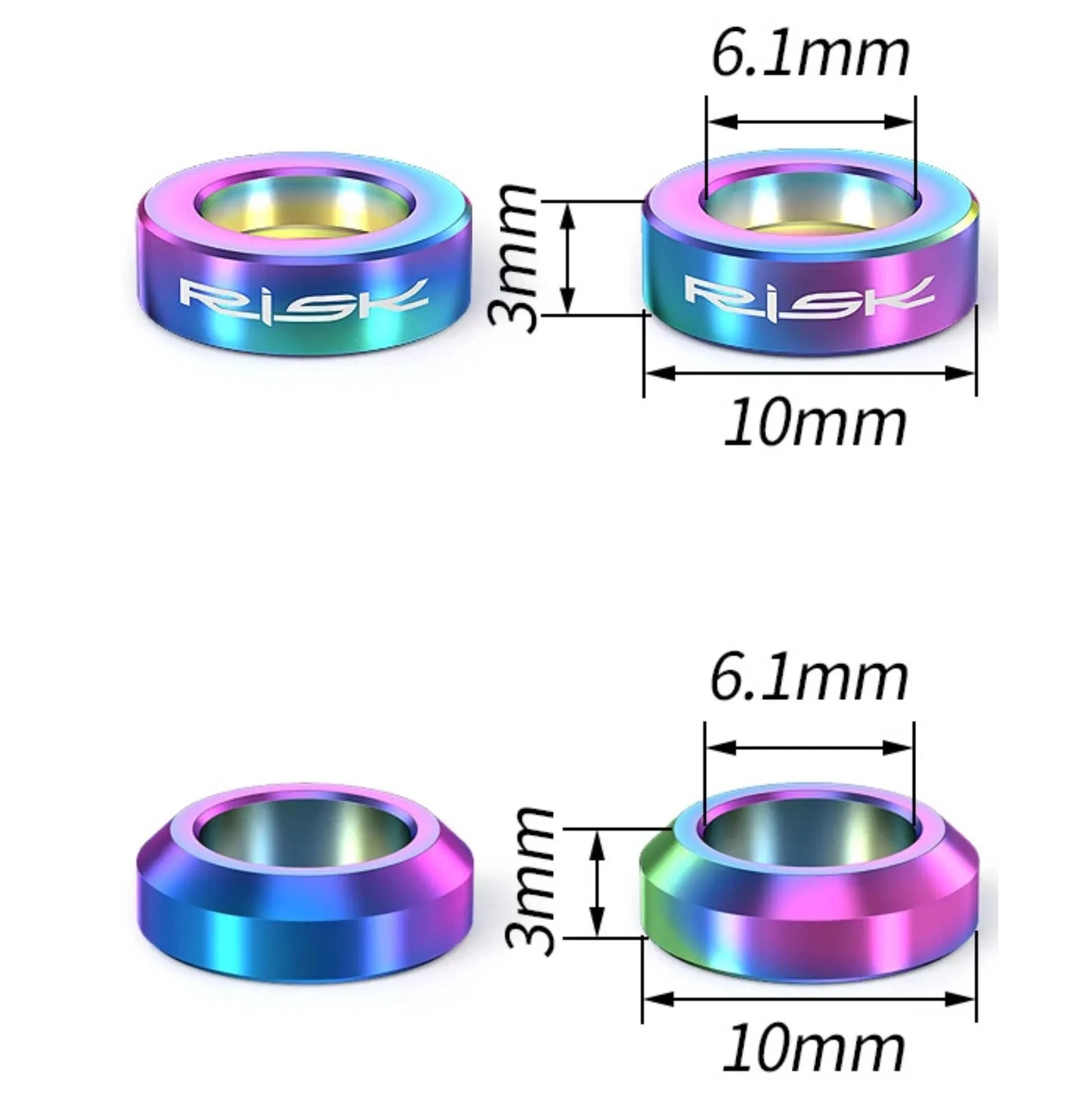 Rondelles de réglage étrier de frein disque – Titane TC4 CNC, concaves/convexes, vis M6 – vue 5