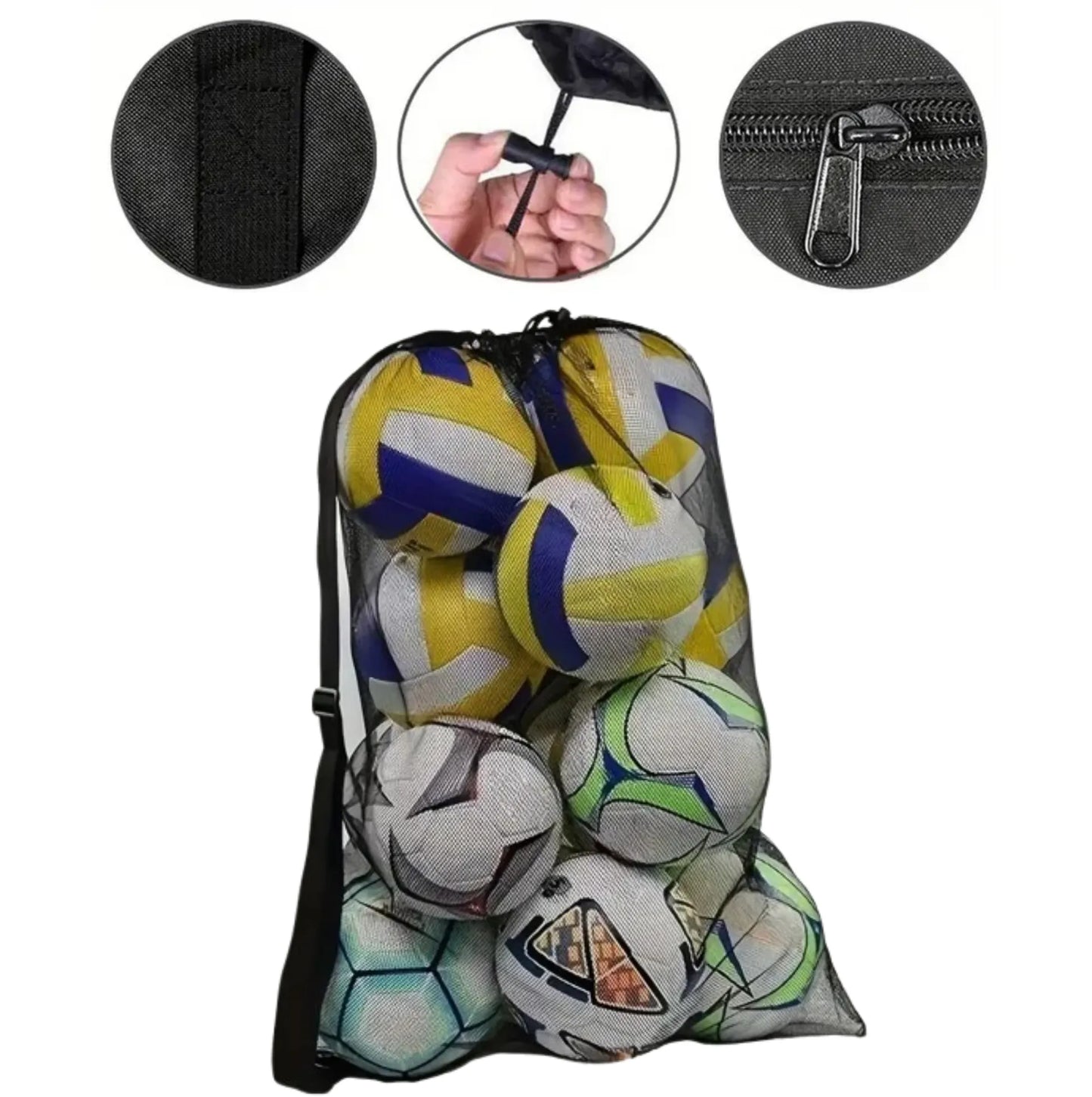 Sac de rangement à cordon pour ballons – Grande capacité, bandoulière réglable (football, basketball) – vue 2