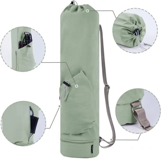 Sac pour tapis de yoga – Porte-tout grande capacité avec poches étanches et bandoulière réglable