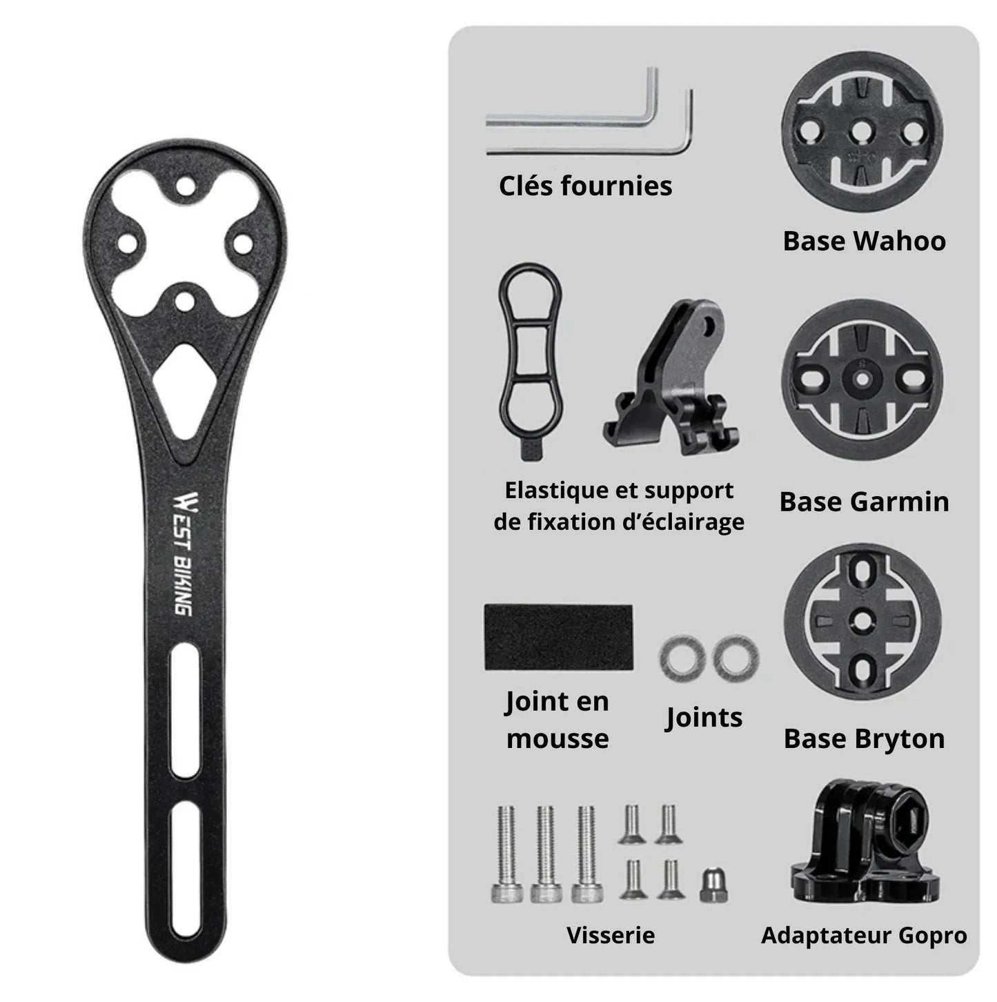 Support compteur Garmin/Bryton/Wahoo pour cintres aérodynamiques – Fixation sous cintre – vue 2