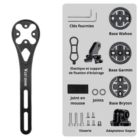 Support compteur Garmin/Bryton/Wahoo pour cintres aérodynamiques – Fixation sous cintre