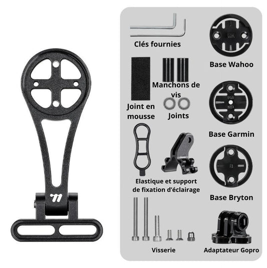 Support compteur vélo West Biking angle réglable à 180° compatible Garmin/Bryton/Wahoo