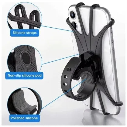 Support smartphone universel en silicone pour vélo – Compatible téléphones 4,5 à 7 pouces