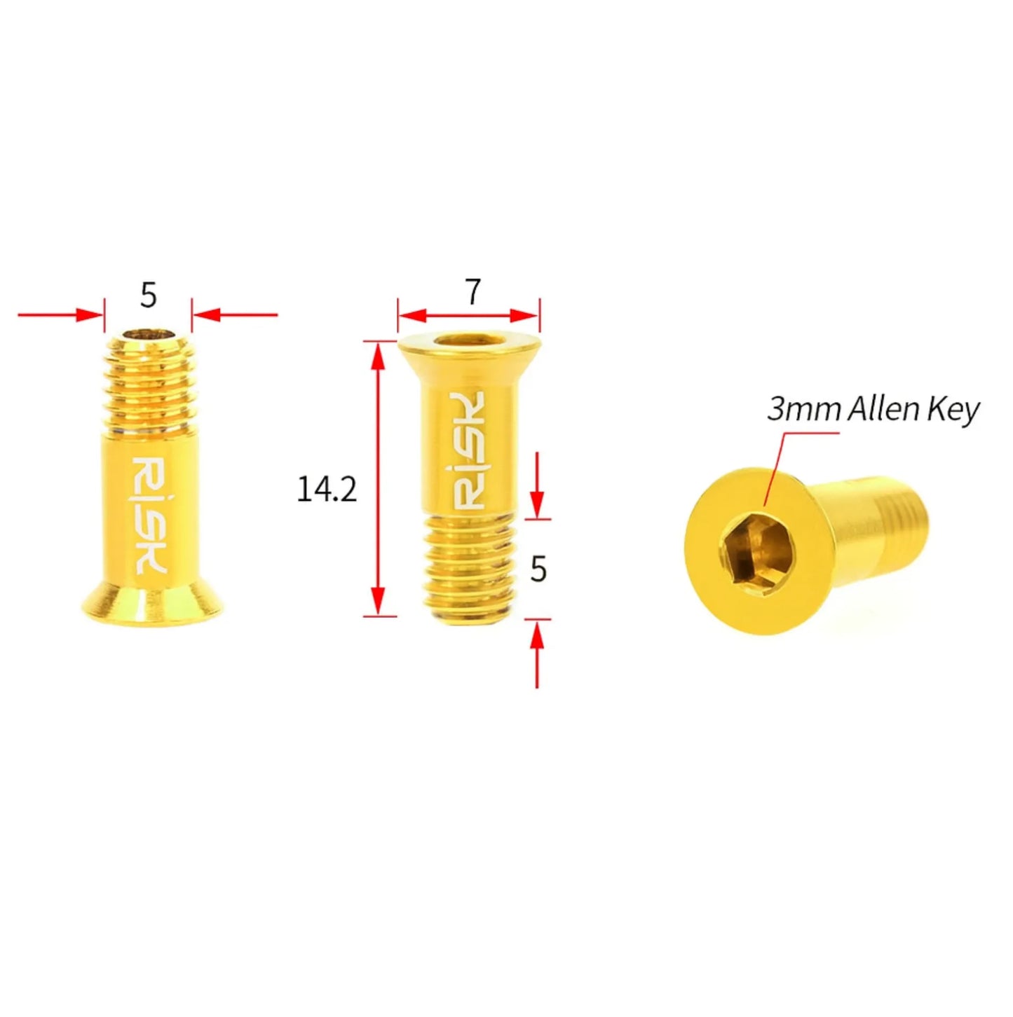 Vis de fixation galet de dérailleur arrière – Titane M5×14,2 mm Doré – vue 3